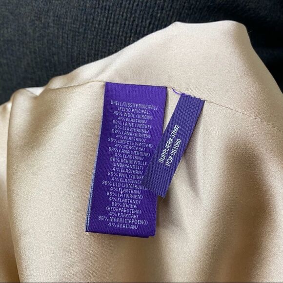 Ralph Lauren Collection ~ Beige Stretch Wool Lamb Leather Trim Equestrian Jacket - Picture 15 of 16